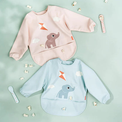 Babero Grande con Mangas y Bolsillo - Elefante - Azul | Done by deer