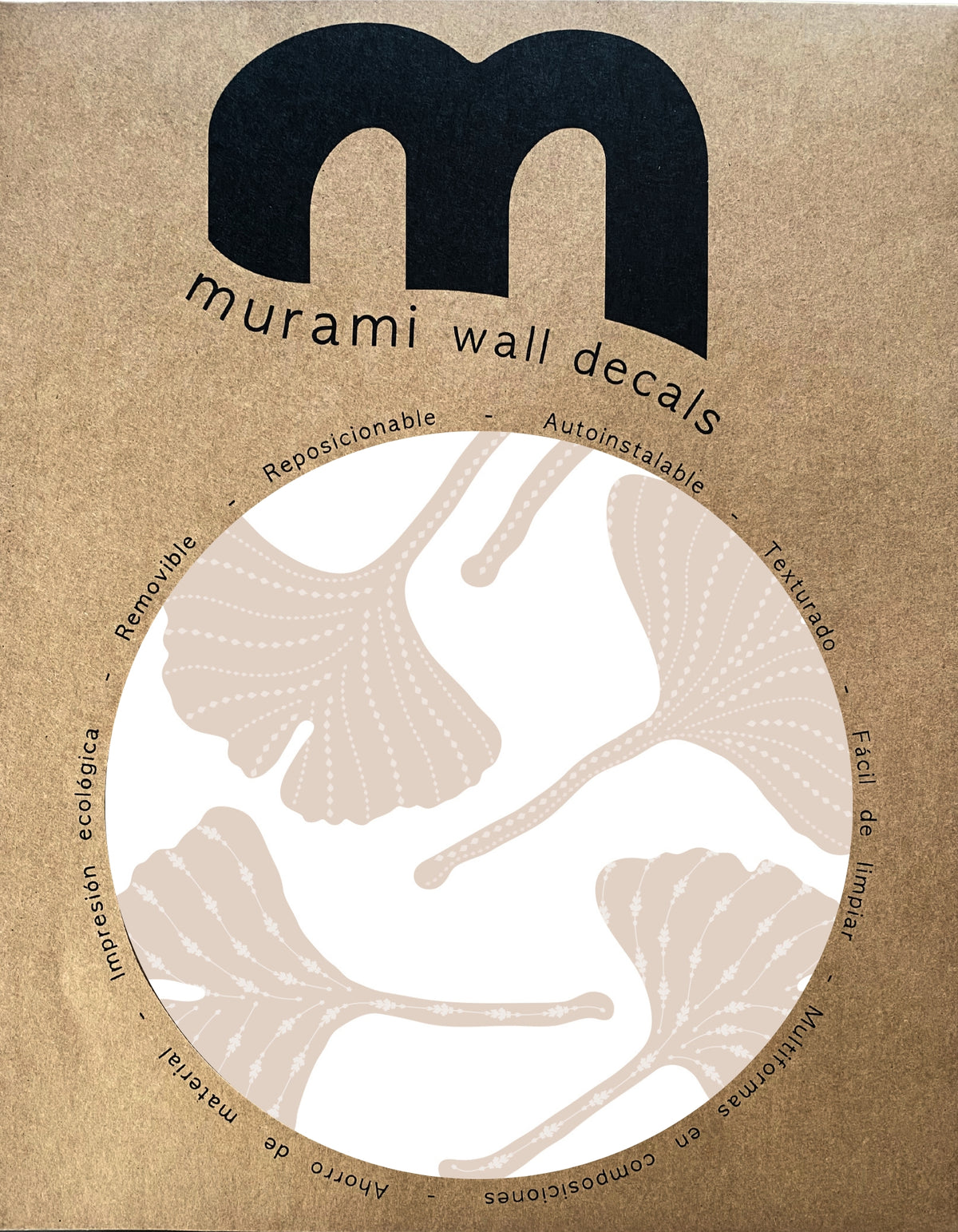 Stickers Decorativos Para Muros - Gingko Crema Dúo | Murami