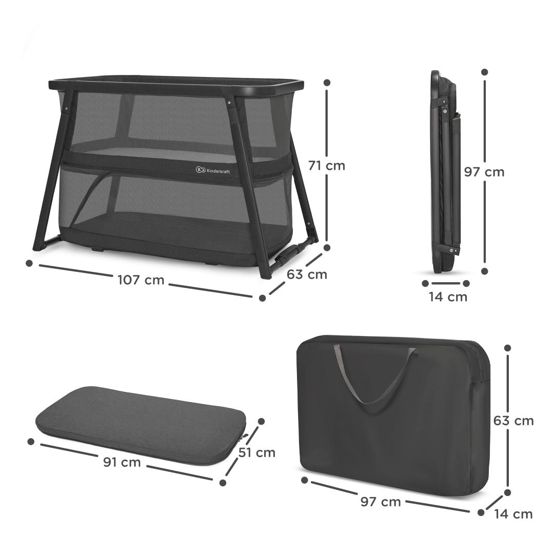 Cuna de Viaje Multifuncional 4 en 1 Sofi Plus - Grey | Kinderkraft