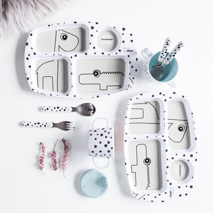 Set Vajilla 2 Piezas + Set de Cubiertos Happy Dots - Rosa | Done by deer