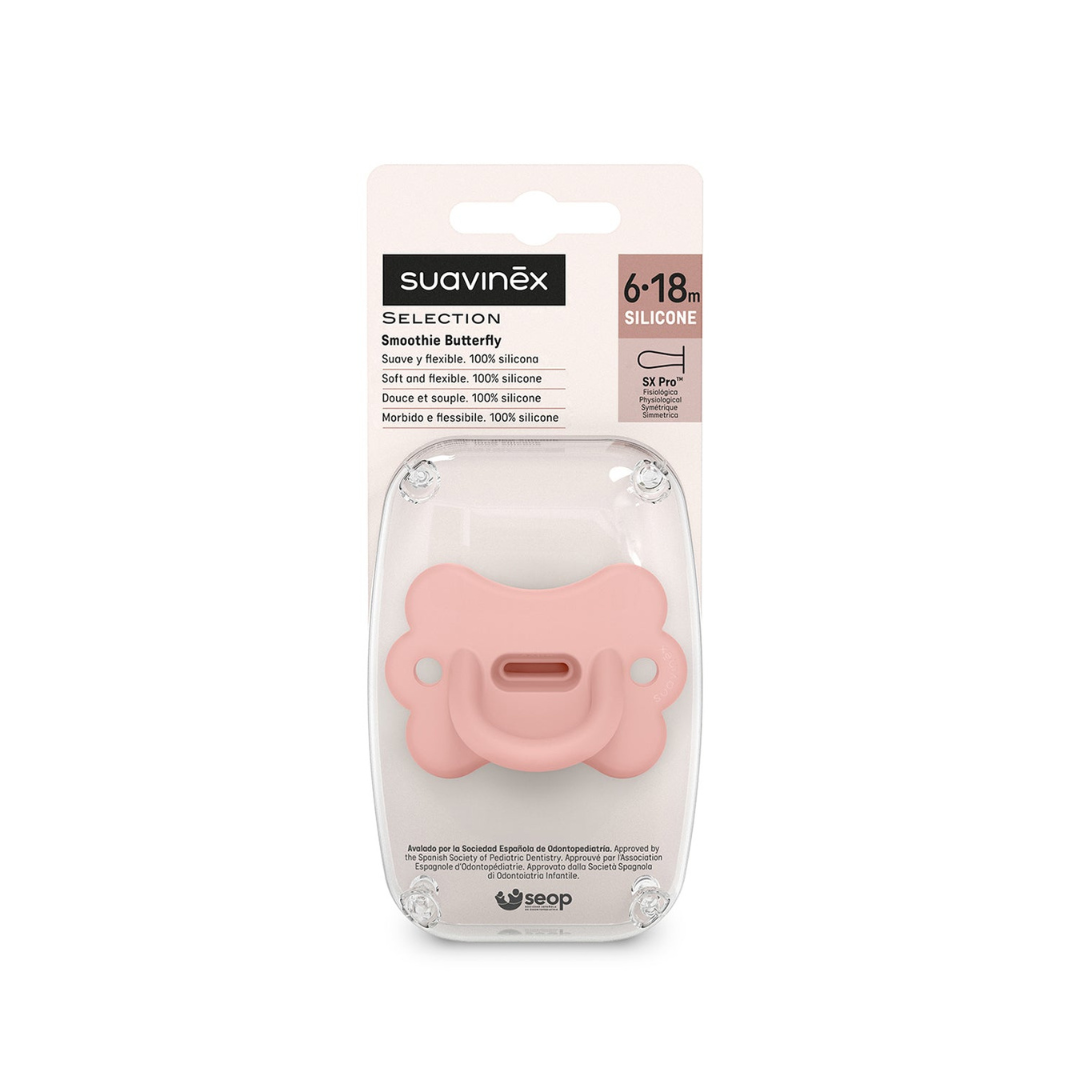 Chupete Todo Silicona Butterfly - Tetina Fisiológica Sx Pro - Peach Pink | Suavinex