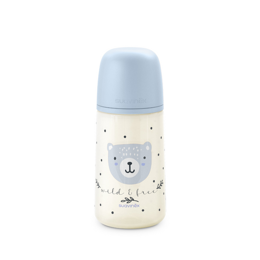 Mamadera de Silicona Flujo Medio con Tetina Fisiológica Wild - Azul - 270ml | Suavinex