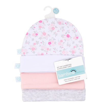 Set 3 Gorros 100% Algodón - Flores | Bambino