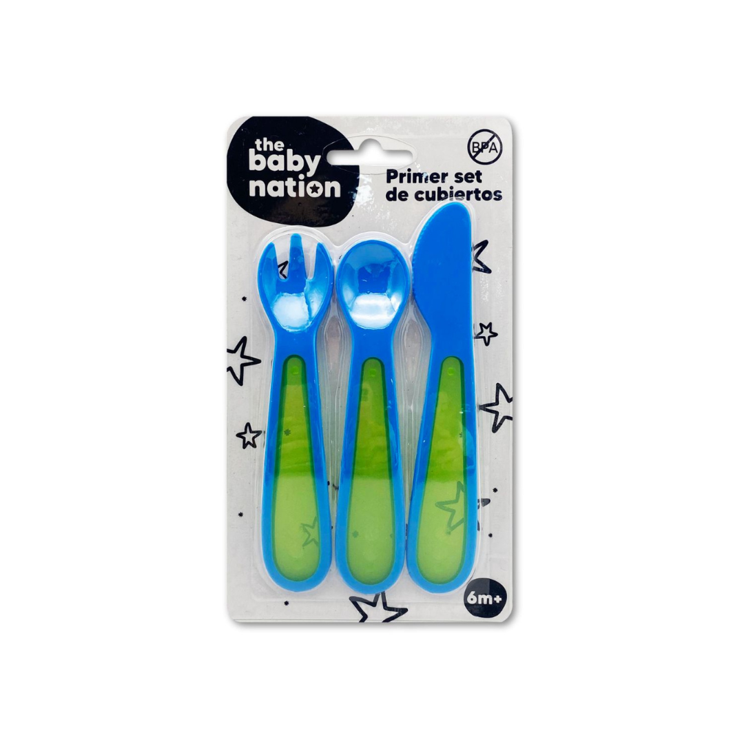 Primer Set de Cubiertos Plásticos - Azul | The Baby Nation