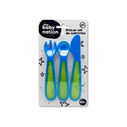 Primer Set de Cubiertos Plásticos - Azul | The Baby Nation