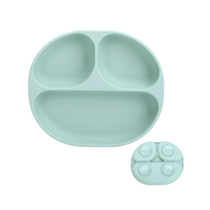Plato de Silicona con Succión y Divisiones - Azul | The Baby Nation