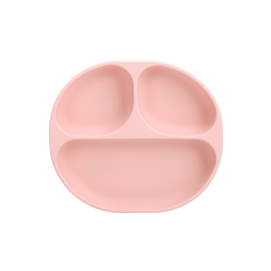 Plato de Silicona con Succión y Divisiones - Rosa | The Baby Nation