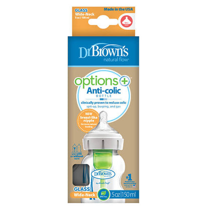 Mamadera de Vidrio Anticólicos Boca Ancha - 150ml | Dr. Brown's