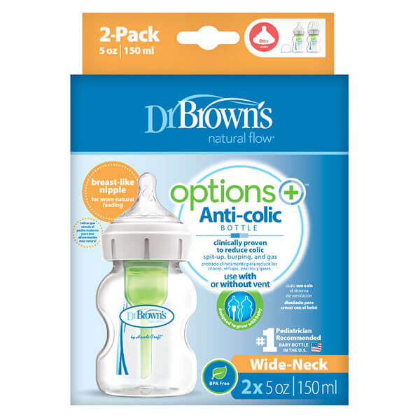 Pack de 2 Mamaderas Anticólicos Boca Ancha - 150ml | Dr. Brown's