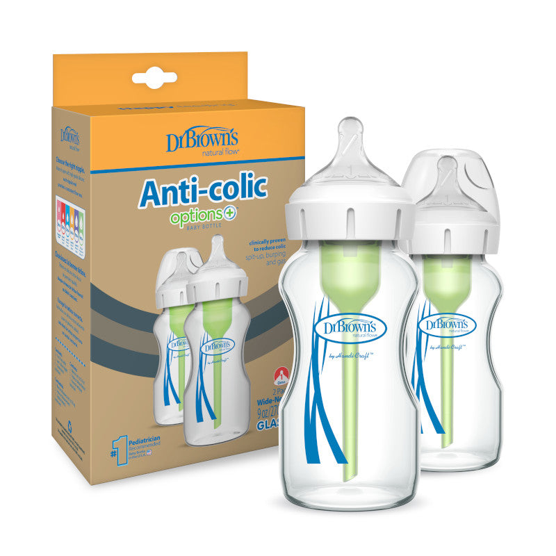 Pack de 2 Mamaderas de Vidrio Anticólicos Boca Ancha - 270ml | Dr. Brown's
