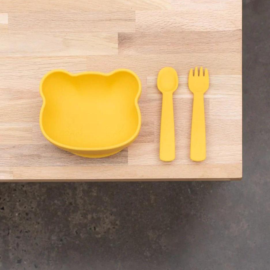 Bowl Oso con Ventosa y Tapa - Amarillo | We Might Be Tiny