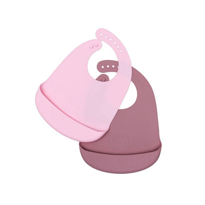 Set de Baberos de Silicona - Rosa Pastel y Rosa Viejo | We Might Be Tiny