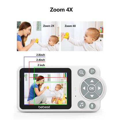 Monitor Cámara SmartGuard 2.0 con Zoom 4x y Ruido Blanco | Bebesit