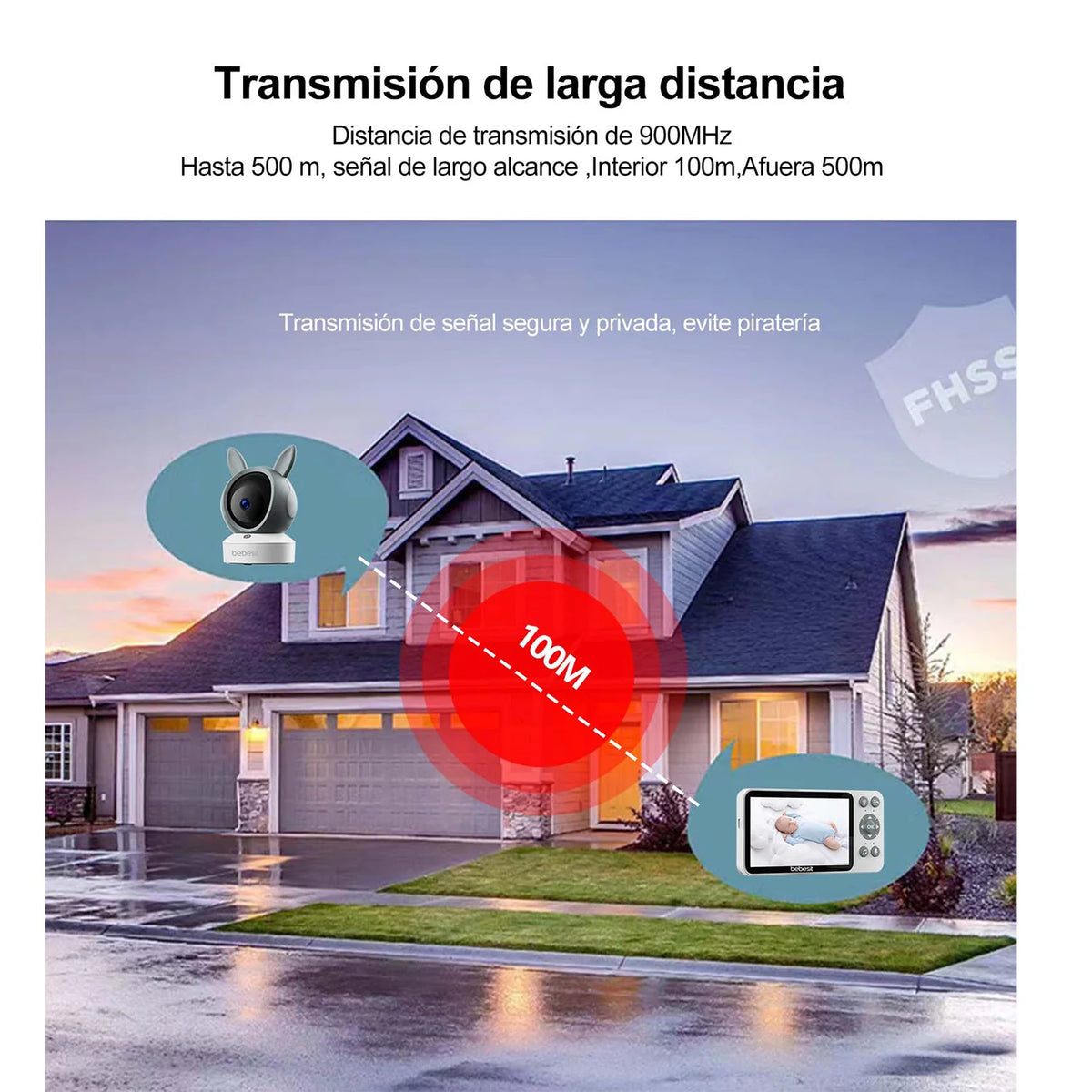 Monitor Cámara 360° SmartGuard HF3.0 con WiFi, Resolución HD 1080p Ruido Blanco y Soporte | Bebesit
