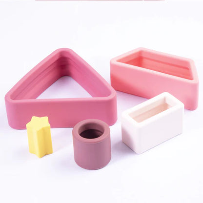 Juguete Montessori Geometría Silicona - Rosa | Bebesit