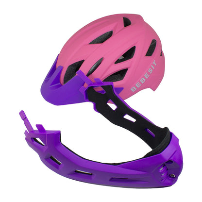 Casco Integral Moto Cross Bicicleta Rejilla Desmontable -Rosado/Morado | Bebesit