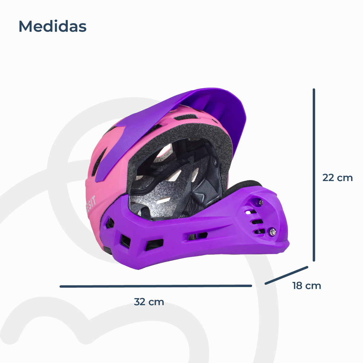 Casco Integral Moto Cross Bicicleta Rejilla Desmontable -Rosado/Morado | Bebesit