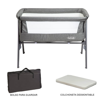 Cuna Colecho Easy LX con Mosquitero  - Gris | Bebesit