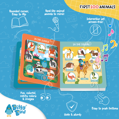 Libro Interactivo Musical - First 100 Animals | Ditty Bird