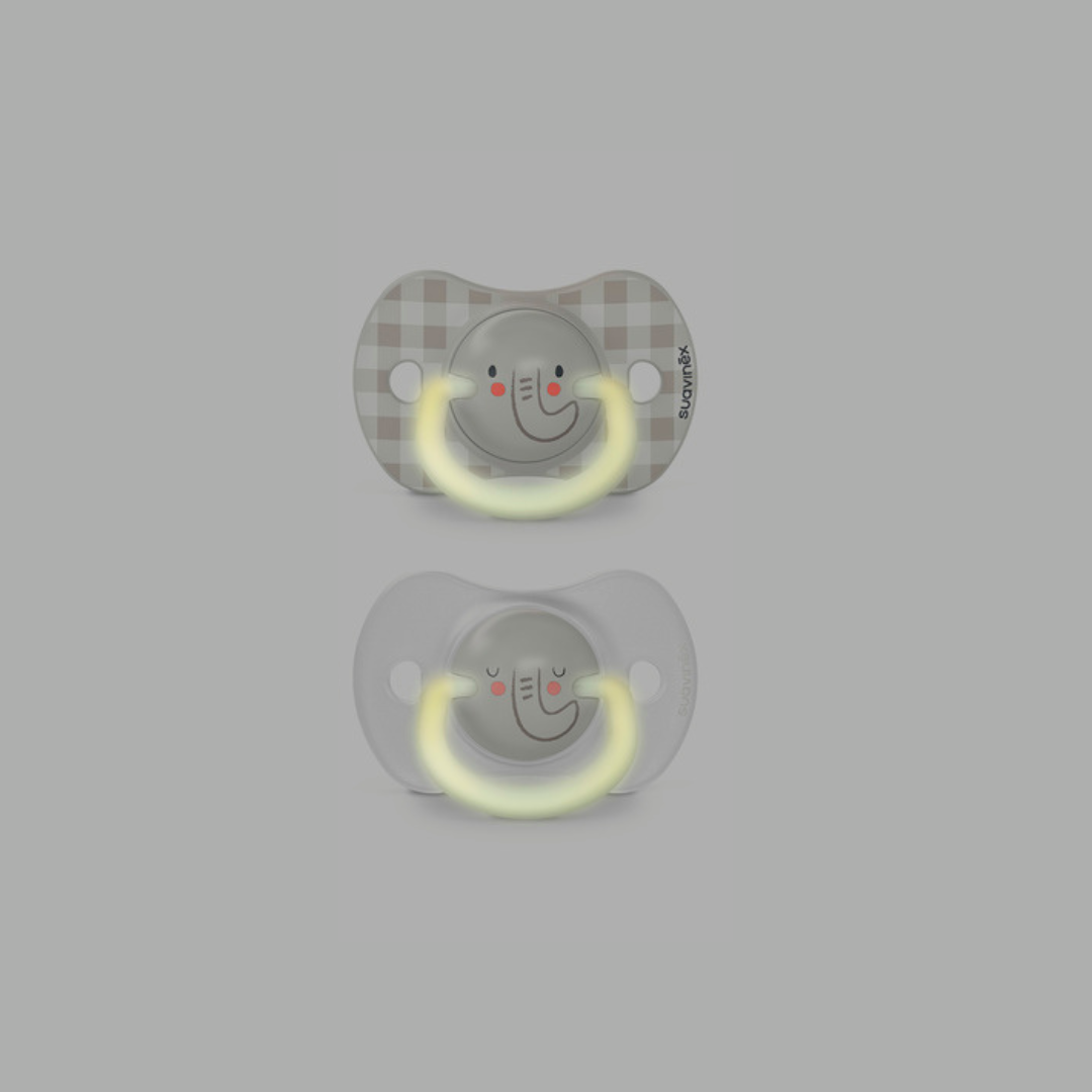 Pack of 2 Elephant Night Physiological Pacifiers - Beige
