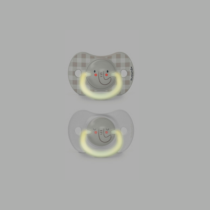 Pack of 2 Elephant Night Physiological Pacifiers - Beige