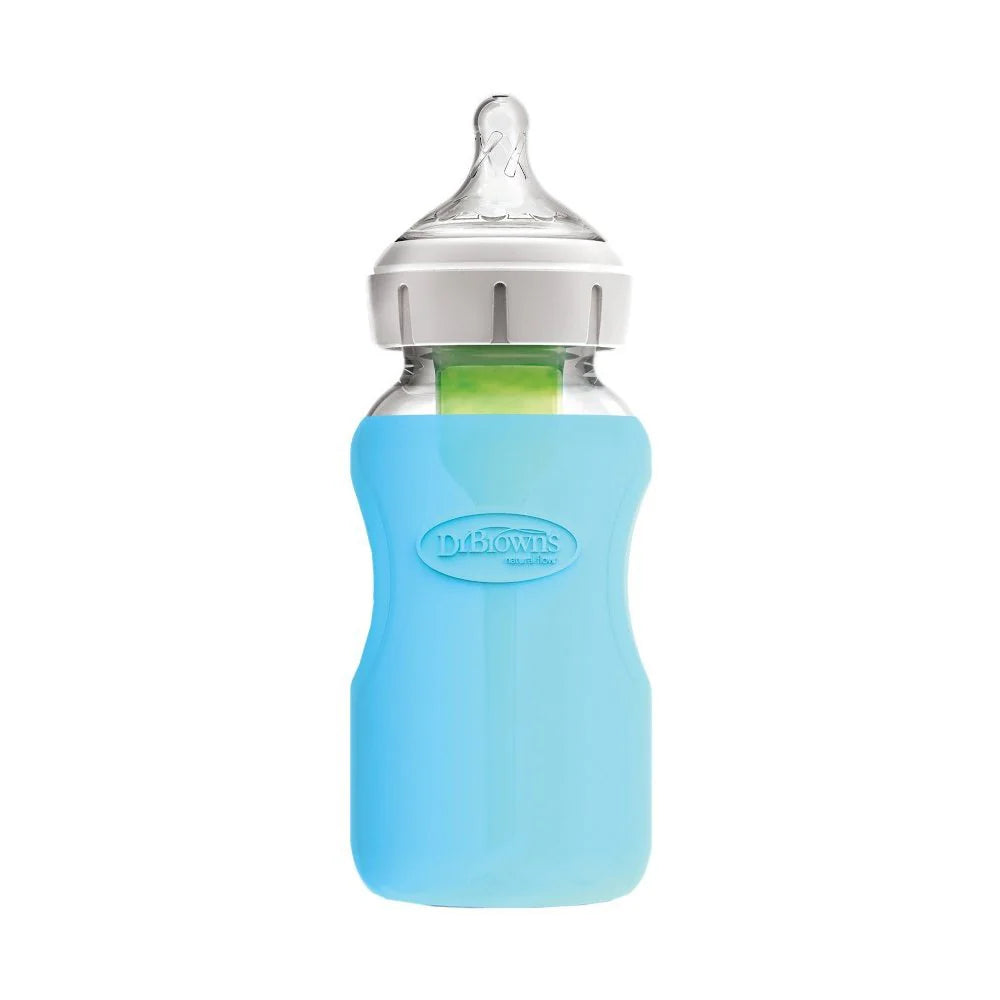 Funda Protectora para Mamadera de Vidrio Boca Ancha - Azul | Dr. Brown's