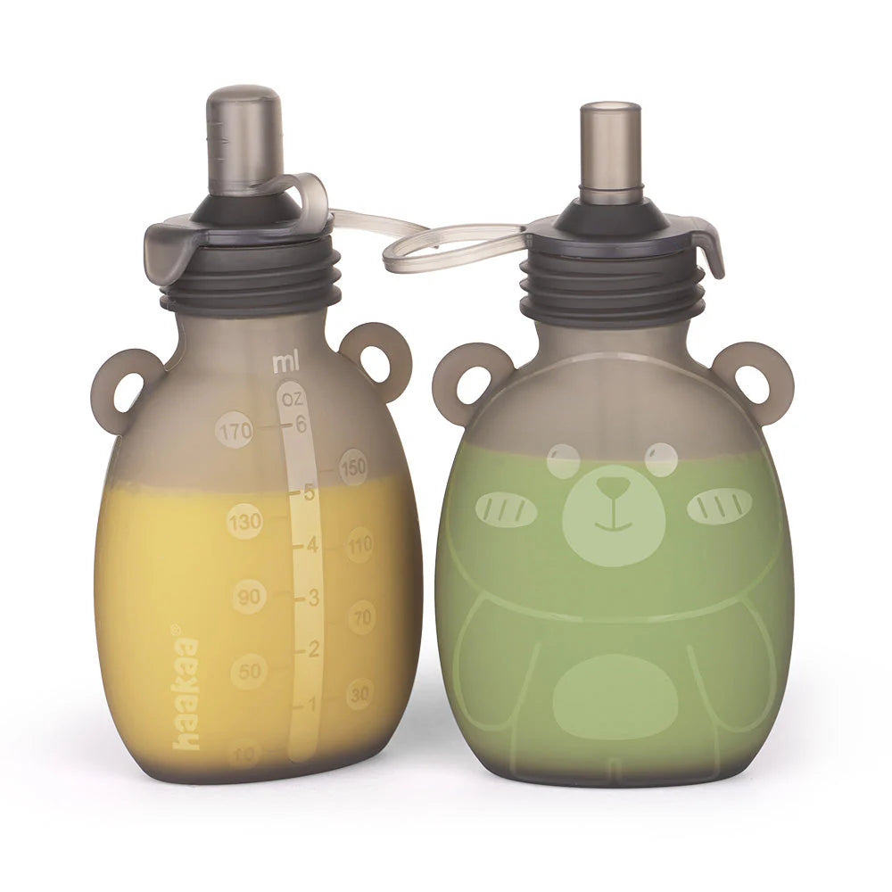 Pack de 2 Pouches de Silicona Happii Bear - 170ml | haakaa