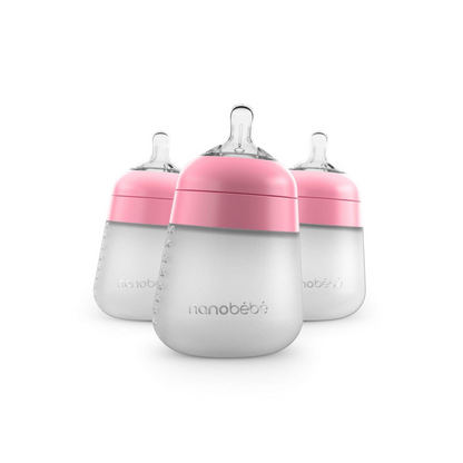 Pack 3 Mamaderas de Silicona 270 ml - Rosa | Nanobebé