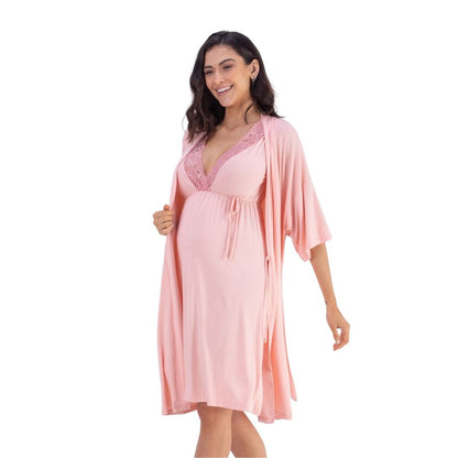 Maternity and Nursing Sleep Shirt - Pink
