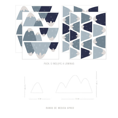 Stickers Decorativos Para Muros - Volcanes Azul y Celeste | Murami