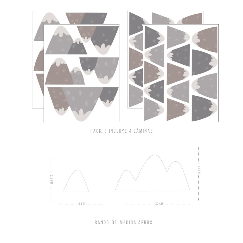Stickers Decorativos Para Muros - Volcanes Taupe y Gris | Murami