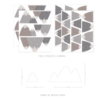 Stickers Decorativos Para Muros - Volcanes Taupe y Gris | Murami