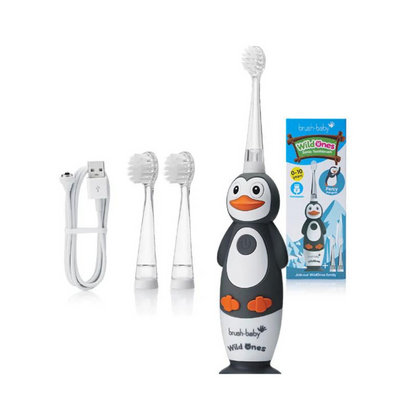 Cepillo de Dientes Eléctrico Recargable para Bebés y Niños WildOnes - Pingüino | Brush Baby