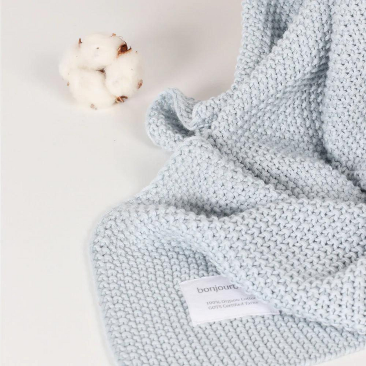 Manta Punto Rice 100% Algodón Orgánico - Azul | Bonjourbébé