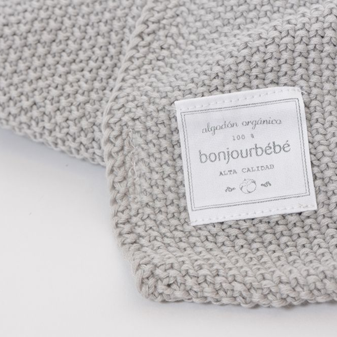 Manta Punto Rice 100% Algodón Orgánico - Gris | Bonjourbébé