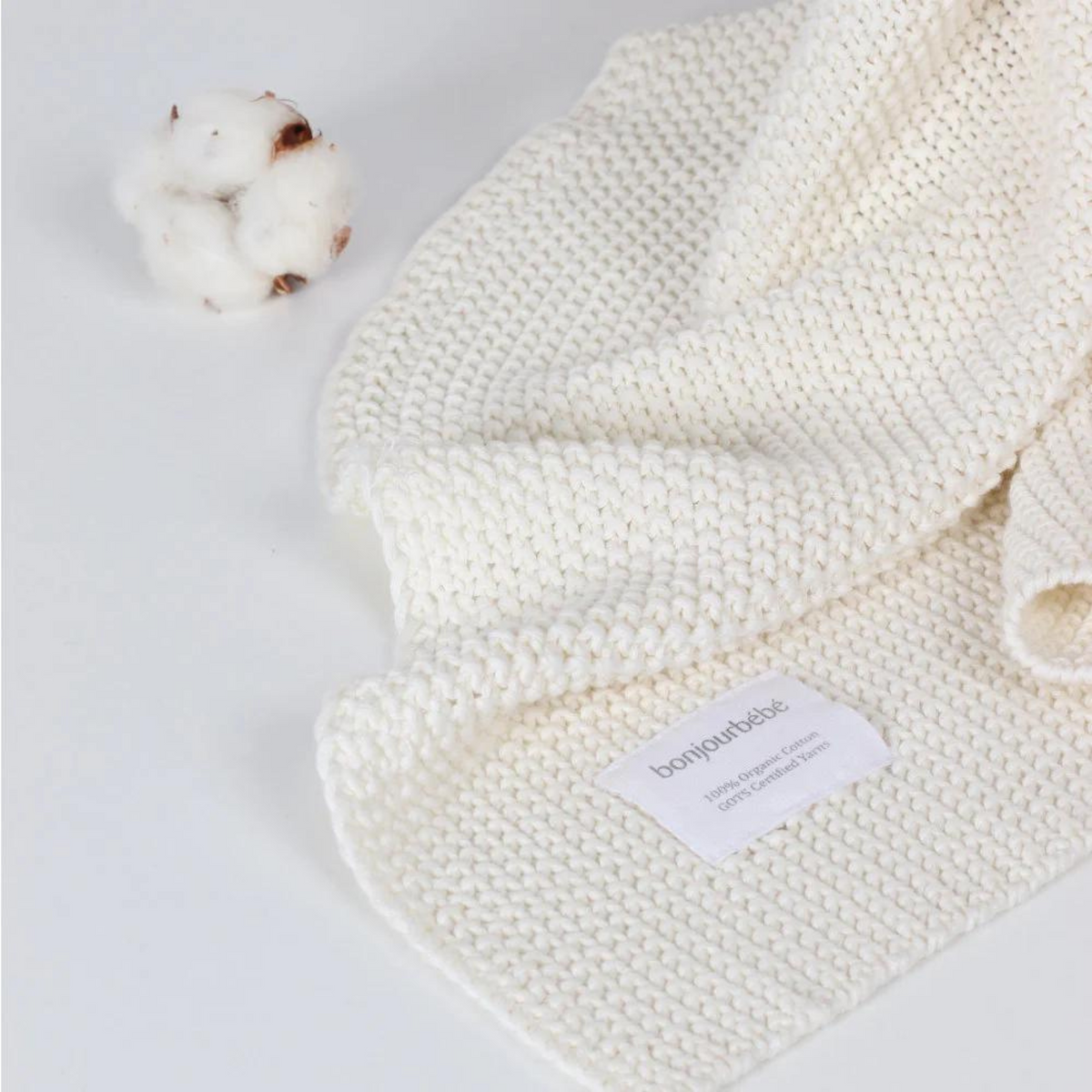 Manta Punto Rice 100% Algodón Orgánico - Blanco Natural | Bonjourbébé