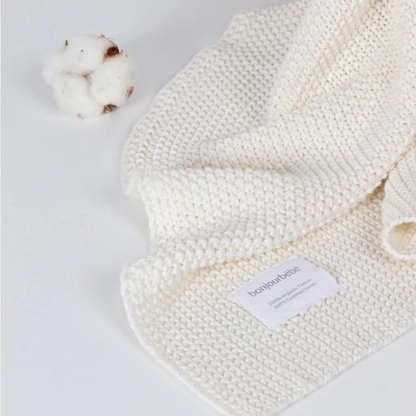 Manta Punto Rice 100% Algodón Orgánico - Blanco Natural | Bonjourbébé