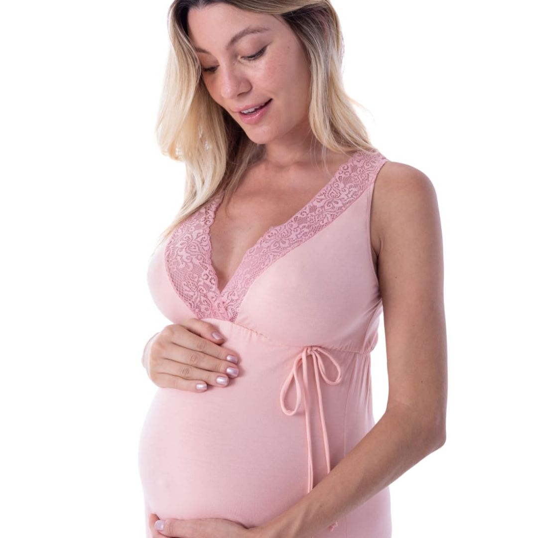 Maternity and Nursing Sleep Shirt - Pink