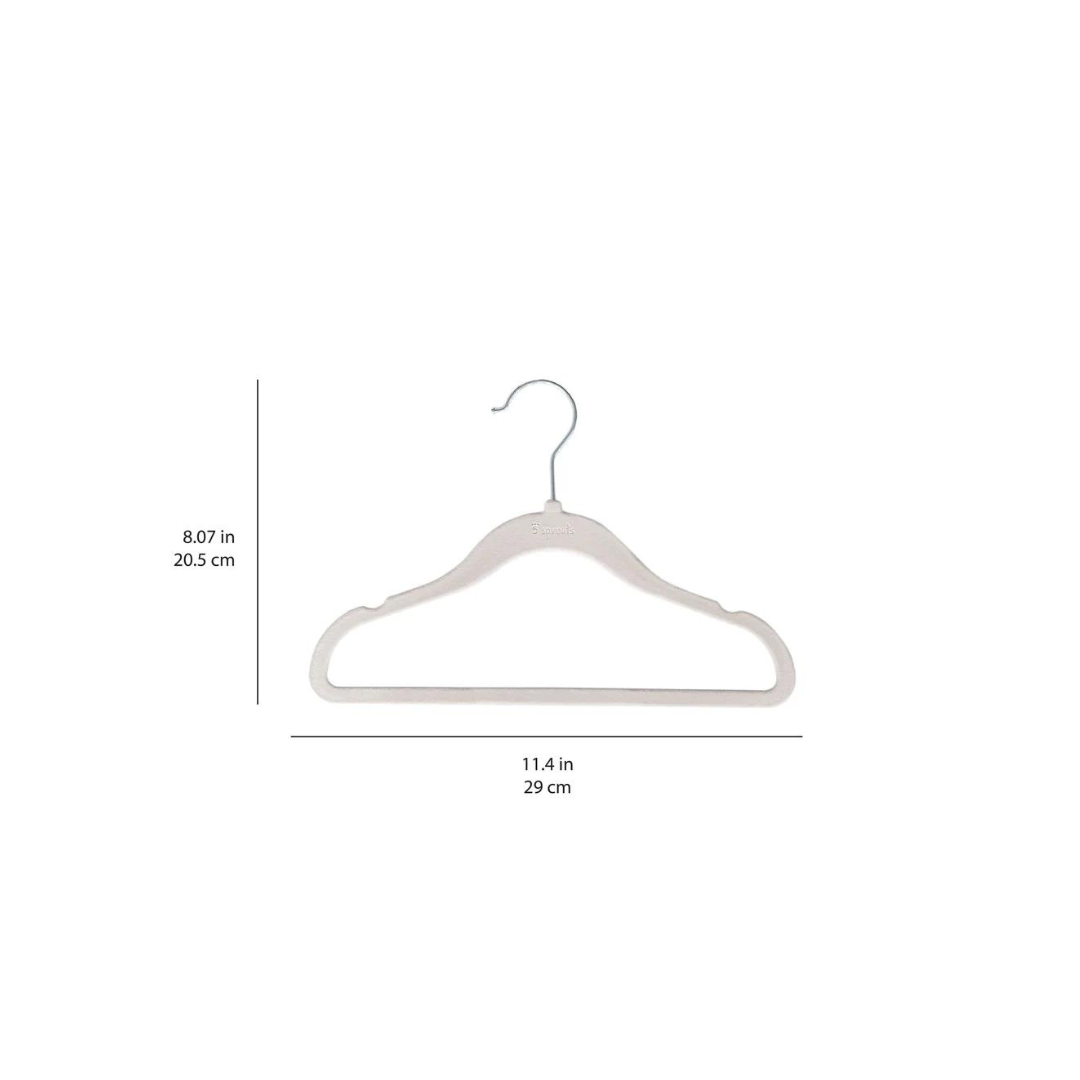 Set de 30 Colgadores de Terciopelo Antideslizantes para Ropa de Bebés y Niños - Gris | 3 Sprouts