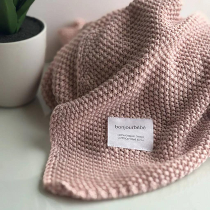 Manta Punto Rice 100% Algodón Orgánico - Rosa | Bonjourbébé