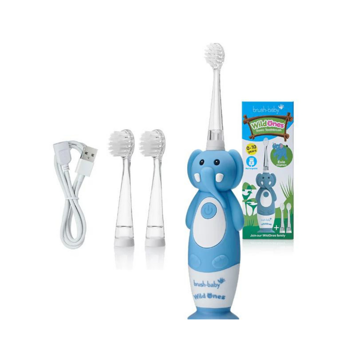 Cepillo de Dientes Eléctrico Recargable para Bebés y Niños WildOnes - Elefante | Brush Baby
