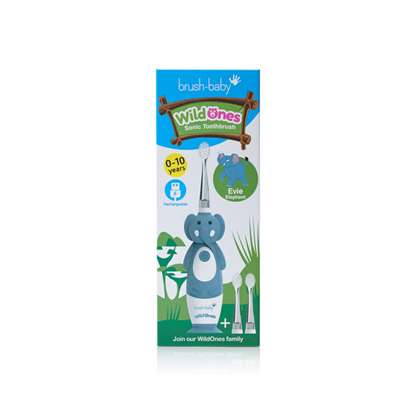 Cepillo de Dientes Eléctrico Recargable para Bebés y Niños WildOnes - Elefante | Brush Baby
