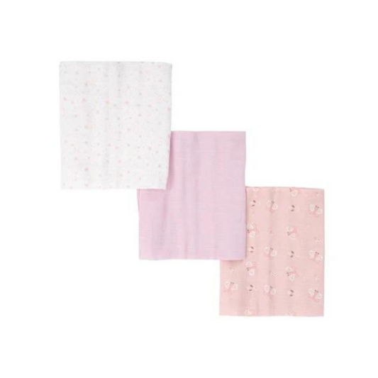 Pack de 3 Muselinas 80x70 cm - Estrellas Rosa | Mon Baby