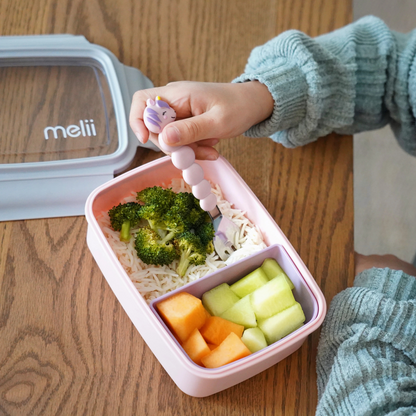 Lonchera Bento Box con Compartimentos Removibles 880 ml - Rosado, Gris y Lila | Melii