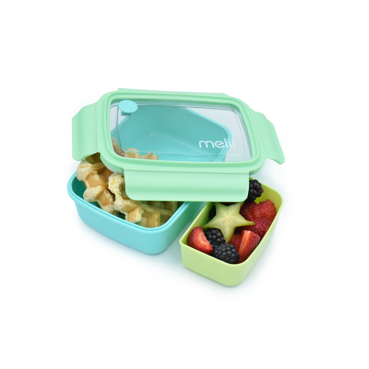 Lonchera Bento Box con Compartimentos Removibles 880 ml - Celeste, Lima y Verde | Melii