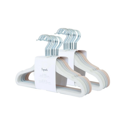Set de 30 Colgadores de Terciopelo Antideslizantes para Ropa de Bebés y Niños - Crema, Gris y Avellana | 3 Sprouts