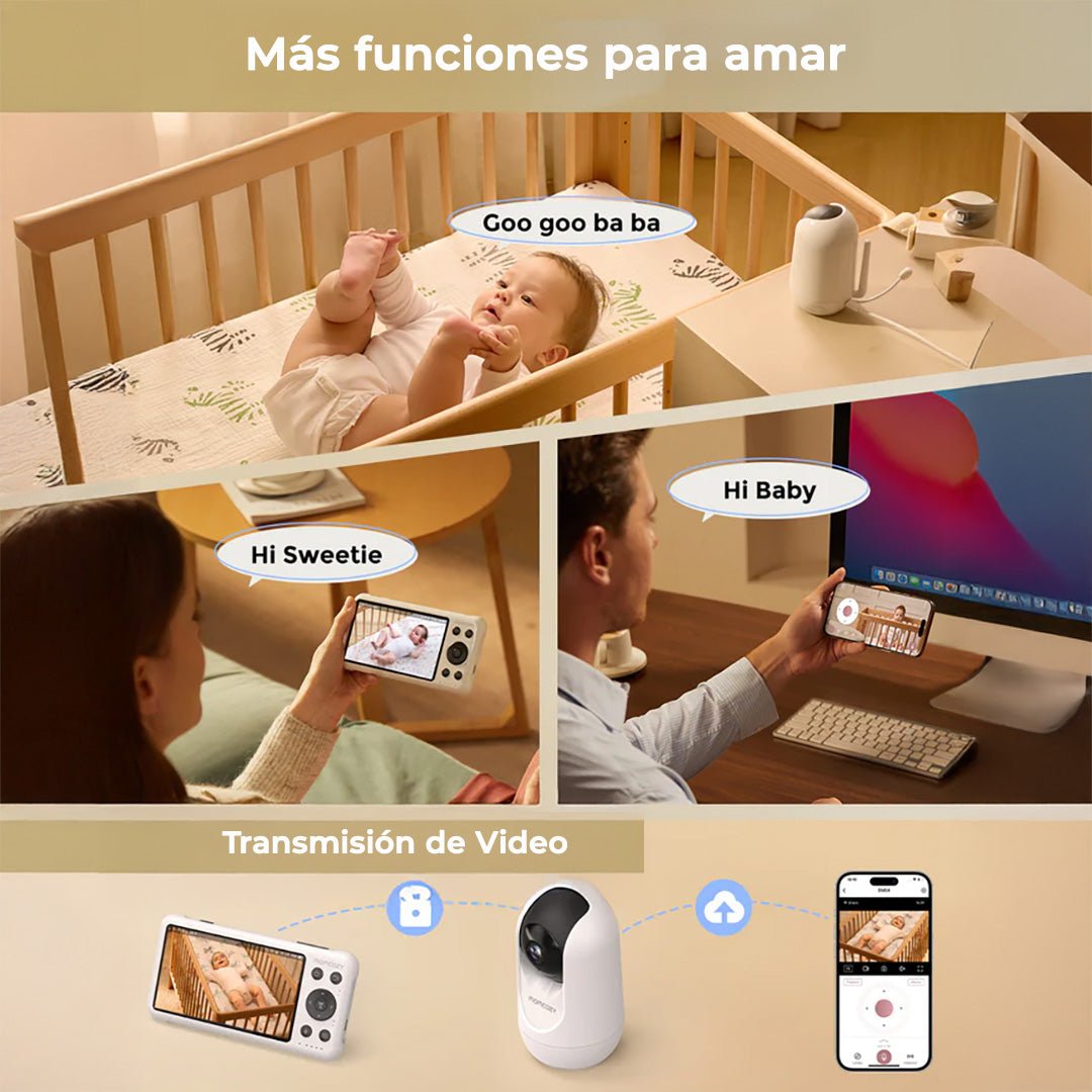 Monitor de bebé Wi - Fi con pantalla HD de 5" - MOMCOZY - Mini Nuts - Expertos en sillas de auto y coches de paseo