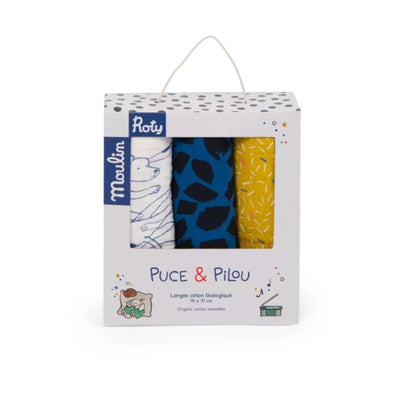 Juego de 3 Mantas Muselinas - Puce & Pilou | Moulin Roty