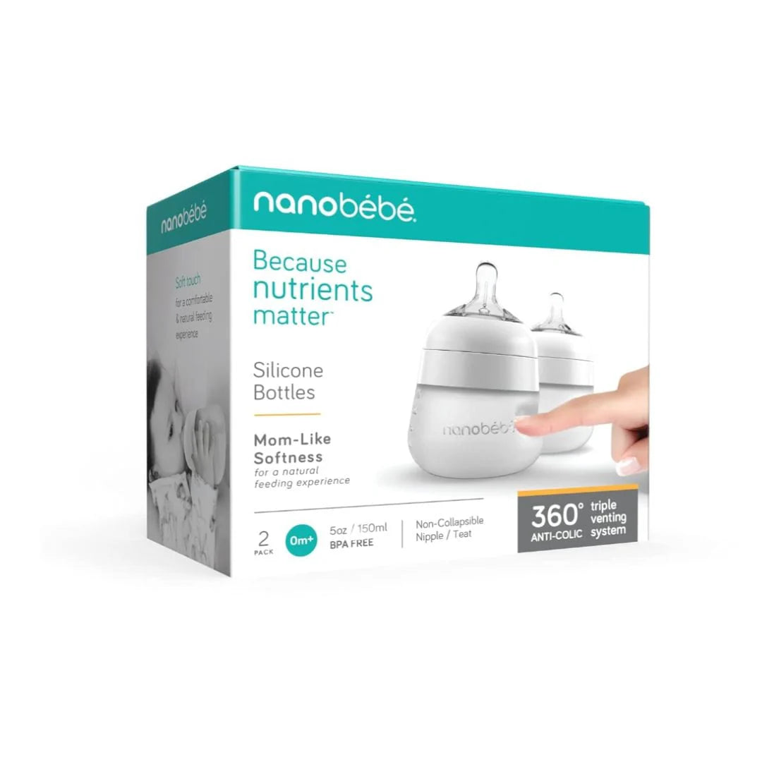 Pack 2 Mamaderas de Silicona - Blanco | Nanobebé
