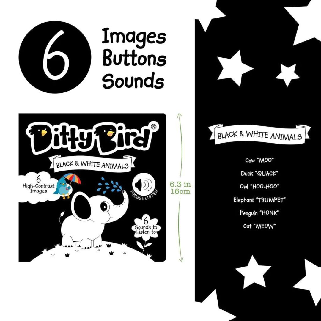 Libro Interactivo Musical - Black and White Animals | Ditty Bird